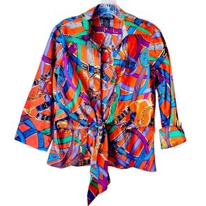 Vintage Mishca Bright Colorful Print Top